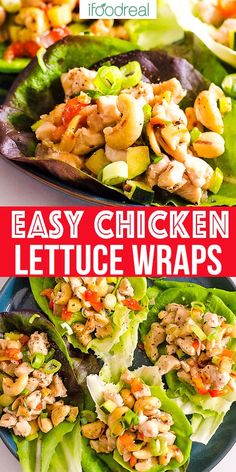 lettuce wraps with chicken and vegetables on them