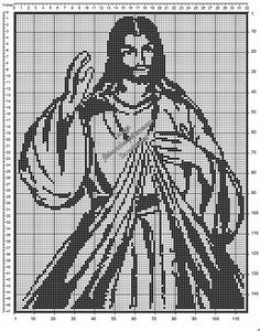 Crochet Filet Pattern, Religious Cross Stitch Patterns, Divine Mercy Image, Prayer Blanket, Cross Stitch Angels