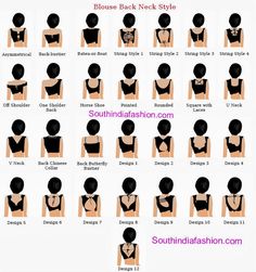 an image of different types of bras and back neck styles for the same woman