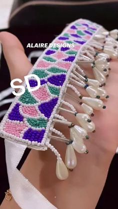 Pin on Hand embodry Beaded Jewelry Pattern, Diy Fabric Jewellery, Bead Embroidery Tutorial, Bracelets Handmade Diy, Handmade Jewelry Tutorials, Bangles Jewelry Designs, Bead Embroidery Jewelry, Handwork Embroidery Design, Handmade Fashion Jewelry