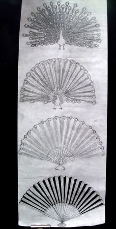 three different types of hand fans on a piece of paper