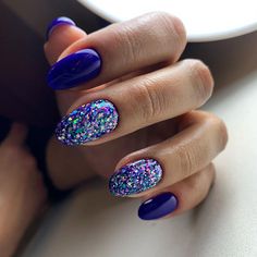 Light Blue Gel Nails Ideas, Teal Nails Turquoise, Blue And Purple Nails, Easy Pride Nails, Nail Colors Spring, Blue Sparkly Nails, Nail Inspo Spring, Nail Looks, Glitter Gel Nails