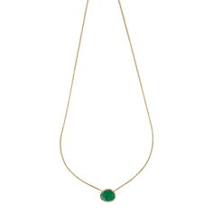 This is part of Chairish’s Fine Jewelry assortment.  If you are looking for a little bit of color to make you happy, this is your necklace. A perfect size emerald for every day that you won't want to take off. We like to layer ours with the sapphire crescent pendant of the oval link chain with diamond connector clasp.  14K Gold; .08 CT Diamonds; 2.35 Ct Emerald; 16 - 18 inches Green Emerald Necklace With Adjustable Chain, Green Pendant Necklace With Bezel Setting, Fine Jewelry Green Necklace With Adjustable Chain, Green Fine Jewelry Necklace With Adjustable Chain, Elegant Emerald Necklace With Adjustable Chain, Green Emerald Pendant Necklace With Bezel Setting, Green Cable Chain Necklace For Gift, Green Necklace With Bezel Setting And Round Pendant, Emerald Single Strand Necklace As Gift