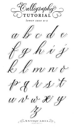 the cursive alphabet is shown in black ink