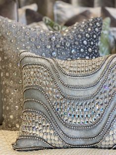 Jewel Encrusted, Beadwork Embroidery, Cushion Cover Designs, Luxury Cushions, Handwork Embroidery Design, Pillow Cover Design