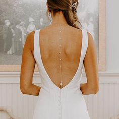 Bridal Back Pendant Necklace | Wedding Back Drop Necklace – AMY O Bridal Back Chain Necklace, Long Bridal Necklace, Back Necklaces, Wedding Dress Backs, Backdrops Necklace, Back Wedding Dress, Back Necklace, Layered Necklace Set, Body Hair Removal