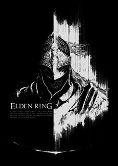 a black and white photo with the words eden ring on it's back side