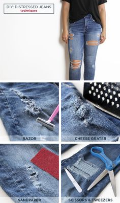 how to sew an old pair of jeans with scissors and tweezers - step by step instructions