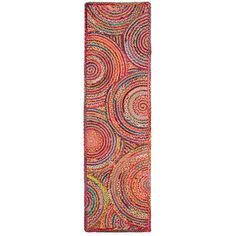 a long rug with colorful circles on it