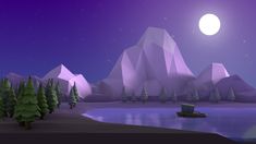 Low poly Island ~ Night Scene ! — Hive Island Night, 3d Scene, Goodnight Moon, Poly Art, Low Poly Art, Low Poly 3d, Good Night Moon, Night Scene, Game Inspiration