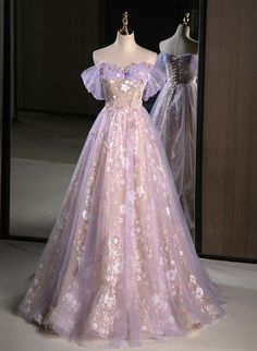 Princess Evening Dress, Purple Tulle, Purple Evening Dress, Evening Dress Floor Length, Sequin Prom Dress