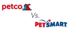 two logos for petco and petsmart, one is blue and the other is red