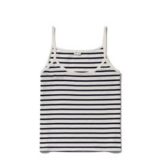 The Spaghetti Tank - Cream/Navy – KULE Usa Tee, Summer Shopping, Curated Closet, Summer Capsule Wardrobe, Spring Summer Wardrobe, Summer Capsule, Summer 22, The Thing, Tee Shop