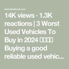 14K views · 1.3K reactions | 3 Worst Used Vehicles To Buy in 2024 🙅🏾‍♂️🚗

Buying a good reliable used vehicle can be a smarter move vs. buying a new vehicle. The problem is finding a good used vehicle that will not give you any issues 🤦🏾‍♂️

So here are 3 used vehicles you should probably avoid buying ���😅

#carshopping #carbuying #personalfinance #finance | Garner Ted Leverette | iamgarnerted · Follow Me For Daily Finance Content ✅ New Vehicle, Used Vehicles, Personal Finance, Follow Me, Finance