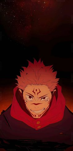 an anime character with red hair in the dark