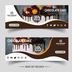 two chocolate cake banners with fruit on top