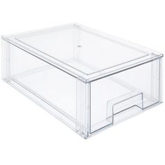 a clear plastic drawer on a white background