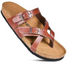 Offering sun-kissed, feminine style, the Celestis is a strappy slide sandal that brings polish to a sundress or elevates the look of shorts and a tee. From Aerothotic. Casual Summer Footbed Sandals With Toe Loop, Casual Toe Loop Footbed Sandals For Summer, Toe Loop Footbed Sandals For Beach In Summer, Comfortable Toe Loop Footbed Sandals For The Beach, Summer Vacation Toe Loop Footbed Sandals, Beach Toe Loop Footbed Sandals With Cork-bed Midsoles, Adjustable Toe Loop Slides For Summer, Comfortable Strappy Beach Footbed Sandals, Comfortable Strappy Footbed Sandals For Beach