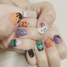 Multicolor Nails, Cute Pink Nails, Cute Halloween Nails, Beauty Nails Design, Pink Nail Designs, Halloween Nail Designs, Halloween Nail, Halloween Nail Art