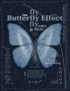 the butterfly effect flyer is shown in blue