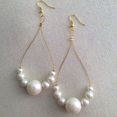 Pearl Earrings Designs Handmade, Diy Pearl Earrings How To Make, Pearl Earrings Diy Ideas, Diy Valentines Earrings, Handmade Elegant Earrings, Pearl Handmade Jewelry, Diy Elegant Earrings, Diy Pearl Earrings