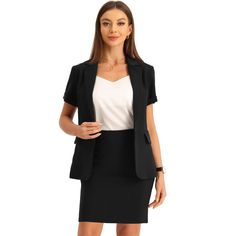 This set is made up of several design points: short sleeve blazer, pencil skirt, and 2 piece office outfits. Suit for summer and spring and for many occasions, such as office, work, business, meeting, cocktail party. Pair with the sandals for many occasions. A nice choice for an OL outfit and it is stylish, you can pair the blazer and skirt with bags and sandals for a charming look. Work Suits For Women, Outfits Blazer, Pencil Skirt Suit, Outfits Suit, Lace Pants, Skirt Suit Set, Special Clothes, Work Suits, Blazer And Skirt