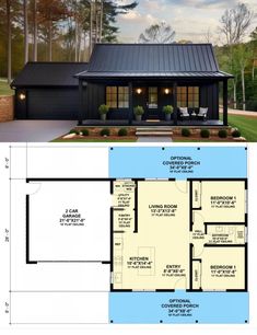 the floor plan for this small cabin is very large and has two levels to sit on