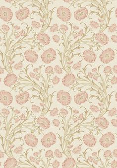 a floral wallpaper pattern with pink flowers