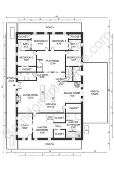 the floor plan for a two story house with three bedroom and an attached kitchen area