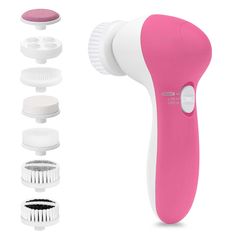 PRICES MAY VARY. 7 IN 1 FACE CLEANSING BRUSH SET - This 360-degree rotation exfoliating face cleanser brush greatly boosts the performance of your skincare regime. You can adjust any head so as to adapt to your skin needs. 2 SPEEDS FOR 2 CLEANS - Our facial cleansing brush has 2 rotation speeds meet the cleansing needs, including: “Low” for daily cleaning, “High” for exfoliation. The motor is designed to provide sufficient rotation power for the spin brush, which is 6 times more effective than w Exfoliating Face Brush, Face Cleanser Brush, Facial Cleaning Brush, Face Brush Cleansing, Face Scrubber, Exfoliating Face, Facial Cleaning, Pore Cleansing, Facial Cleansing Brush