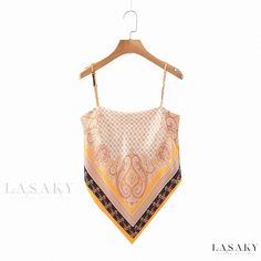 Lasaky - Seaside Seduction Beach Top with Ties Simple Swimsuit, Sling Top, Backless Tank Top, Bandana Top, Boho Beach Dress, Vintage Paisley, Chic Top, Halter Crop Top, Women Vintage