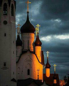 an image of a church at night time