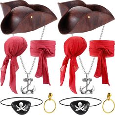 pirate hat and bandannas with chains attached to them