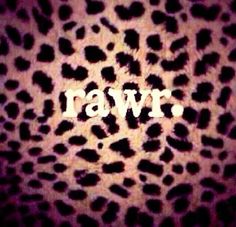 the word rawr is written in white letters on a leopard - print background with black spots