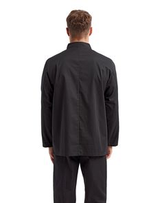 Unisex Long-Sleeve Sustainable Chef's Jacket - BLACK - 4XL | Artisan Collection by Reprime Long-Sleeve Sustainable Chef's Jacket in Black Size 4XL | 65/35 polyester/cotton Black Stand Collar Top For Fall, Black Tops With Stand Collar For Fall, Black Top With Stand Collar For Fall, Cotton Outerwear With Relaxed Fit And Stand Collar, Cotton Outerwear With Stand Collar And Relaxed Fit, Black Stand Collar Top For Work, Cotton Blazer With Stand Collar For Work, Long Sleeve Techwear Tops For Work, Black Relaxed Fit Long Sleeve Outerwear