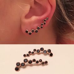 A personal favorite from my Etsy shop https://www.etsy.com/listing/263878111/sterling-silver-925-rose-gold-black Crawler Earrings, Ear Crawler, Ear Crawler Earrings, Crawlers Earrings, Ear Climber, Bridesmaid Jewelry Sets, Bridal Gift, Jewelry Bridal, Pearl Set