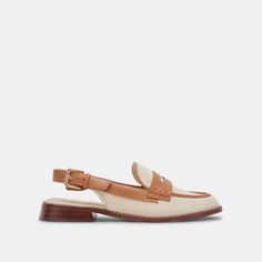 HARDI LOAFERS TAN MULTI CANVAS Loafer Slingback, Dolce Vita Shoes, Crossover, Heel Height, Leather Upper, Loafers, Heels, Canvas, Leather