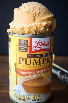 a can of pumpkin ice cream on a table