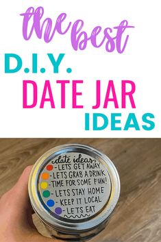 Text reads “the best diy date night jar ideas” with photo of date night jar top Date Night In A Jar Ideas, Romantic Jar Ideas, Date Ideas Jar Diy, Things To Do Jar Ideas, Jar With Date Ideas, Fill Jars Ideas, Relationship Jar Ideas, Activity Jar For Couples