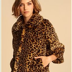 Absolutely Gorgeous New With Tags Med Kate Spade Faux Fur Leopard Print Jacket Coat Leopard Animal Print With Collar Brown Satiny Lining Luxuriously Soft Faux Fur Hidden Front Snap Button Closure 2 Hidden Slide Pockets Relaxed Fit Cape Style Dry Clean Only Price Is Firm !!!!!! Chic Winter Outerwear By Kate Spade, Chic Kate Spade Winter Outerwear, Kate Spade Fall Outerwear For Work, Kate Spade Long Sleeve Outerwear For Fall, Chic Long Sleeve Kate Spade Outerwear, Kate Spade Fitted Fall Outerwear, Kate Spade Coat, Pink Cape, Chinchilla Fur