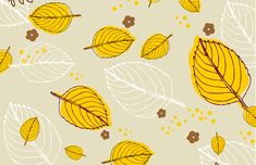 yellow leaves on a beige background with brown dots