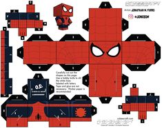 an origami spider - man paper toy with instructions to make it look like he is