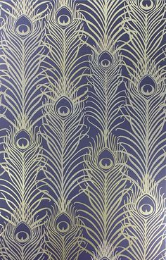 Pippy's Peacock Wallpaper - Dark Blue Mansion Living, Luxurious Wallpaper, Peacock Wallpaper, Feather Wallpaper, Violet Background, Motif Art Deco, Style Tattoo, 3d Studio, Contemporary Wallpaper