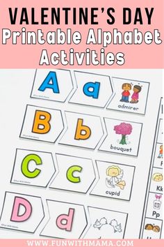 valentine's day printable alphabet activities for kids to practice letter recognition and spelling