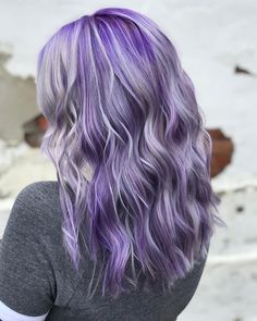 Hair Colour Ideas For Greying Hair, Purple And Gray Hair, Gray And Purple Hair, Purple And Grey Hair, Grey And Purple Hair, Purple Silver Hair, Purple And Silver Hair, Blonde Hair With Purple Tips