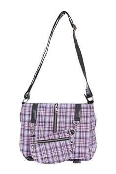 Punk Plaid Print Tartan Messenger Shoulder Bag Crossbody Handbag Women's Purse (Lilac) Punk Plaid, Handbag Women, The Messenger, Womens Purses, Plaid Print, Alternative Fashion, Cross Body Handbags, Fashion Collection, Messenger Bag