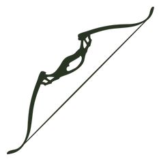 a black and white drawing of a bow with an arrow on it's side