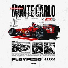 an advertisement for a racing car with the words monte carlo on it