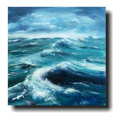 an oil painting of the ocean waves