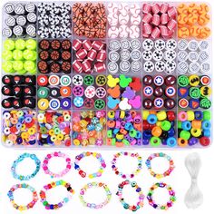 various beads and bracelets are arranged in a plastic box with the numbers 8 - 20